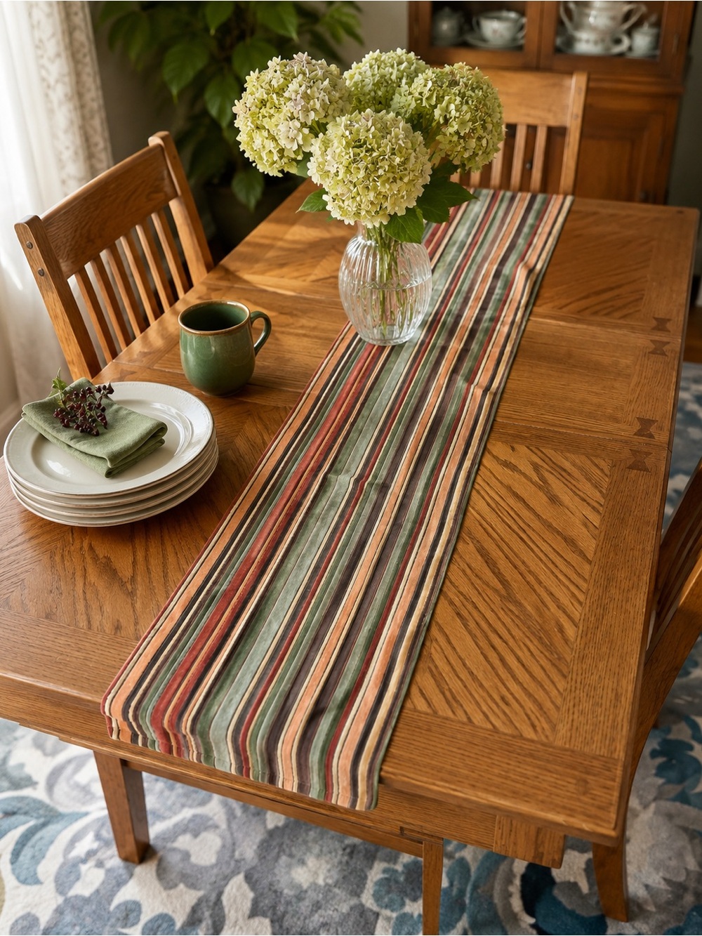 Striped Velour table Runner in Earth Tones
